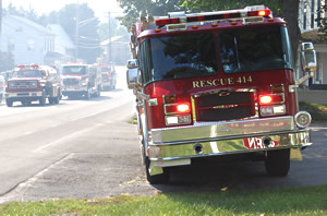 Fire truck and details taken at a multiple alarm fire in Aaronsburg, Pennsylvania, September 5, 2007